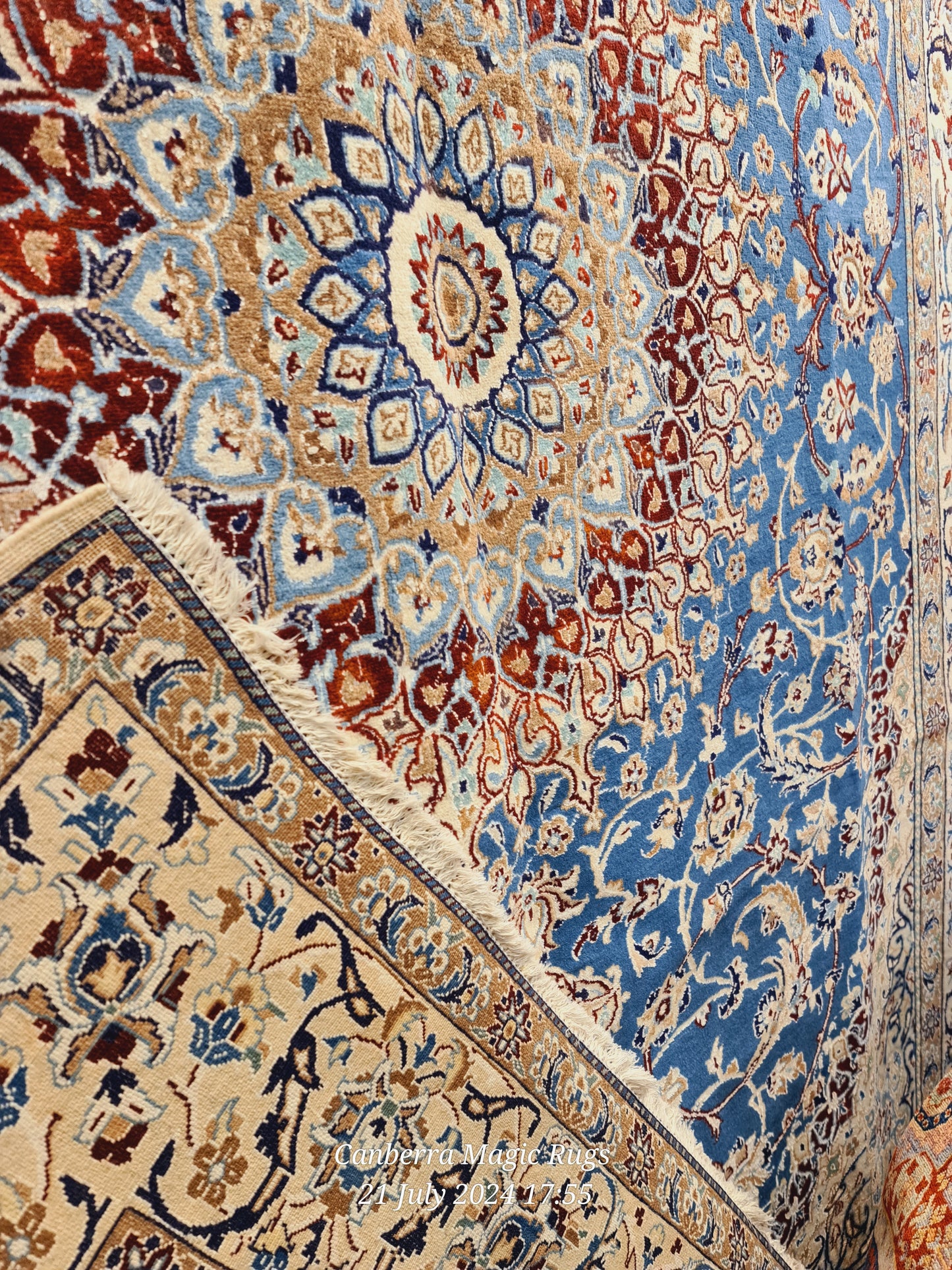 Nain Blue Wool & Silk Rugs Canberra