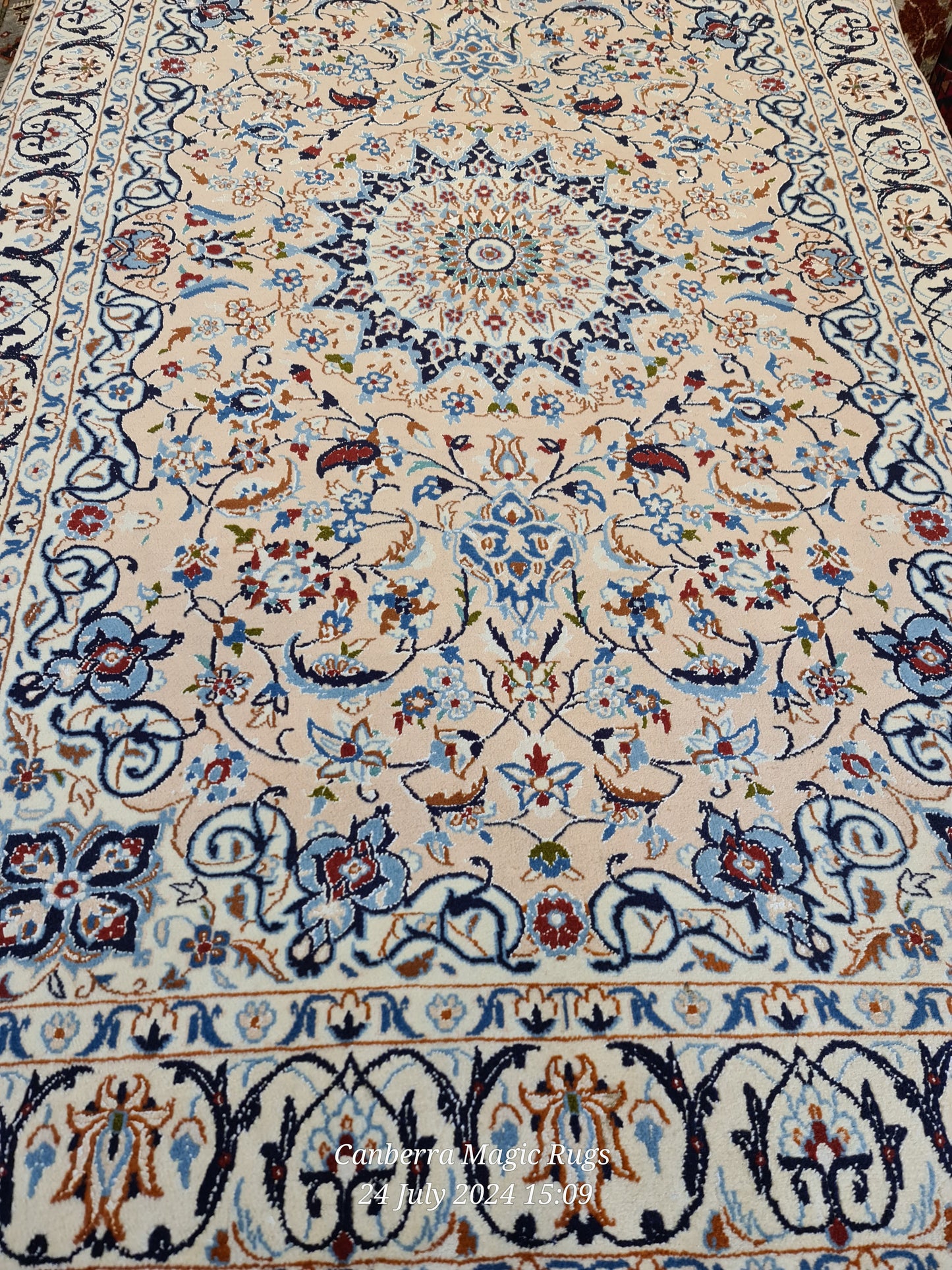 Piece of Art Persian Nain Wool & Silk Rug – Luxury Handmade Design (135 X 215)CM