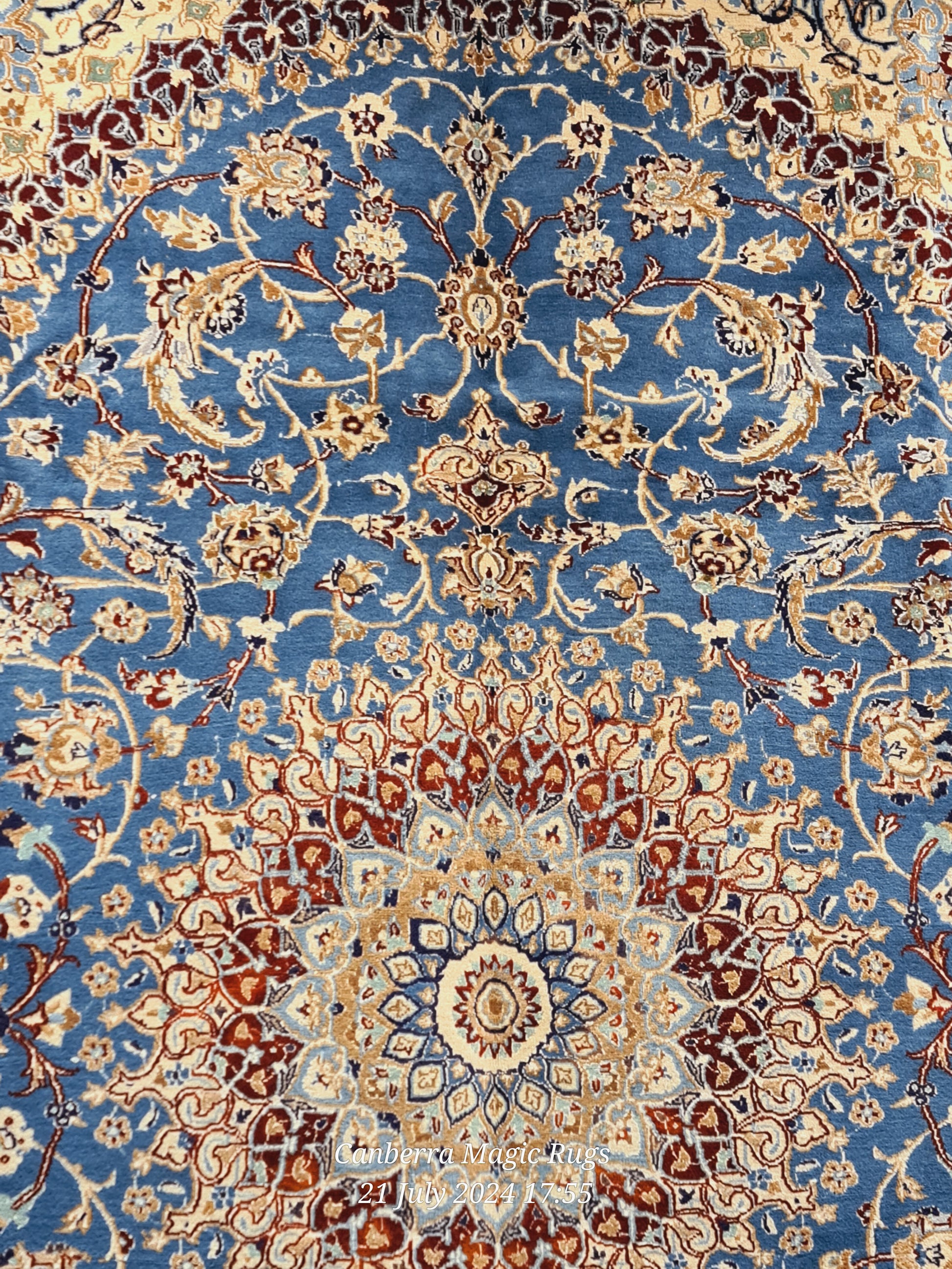 Nain Blue Wool & Silk Rug