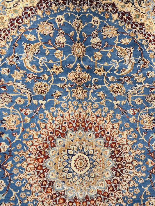Nain Blue Wool & Silk RugPersian Nain Blue Wool & Silk Rug – 200 X 290 CM - /products/nain-persian-rug-collection-wool-silk