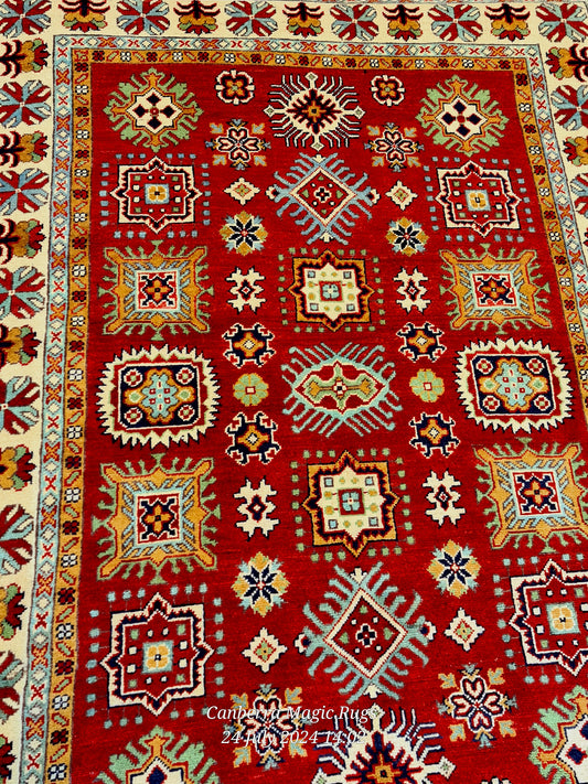 Hand Knotted Kazak with Natural Vegetable Dyes (150 x 210 cm) | Magic Rugs - /products/hand-knotted-kazak-natural-vegetable-dyes-150-x-210-cm