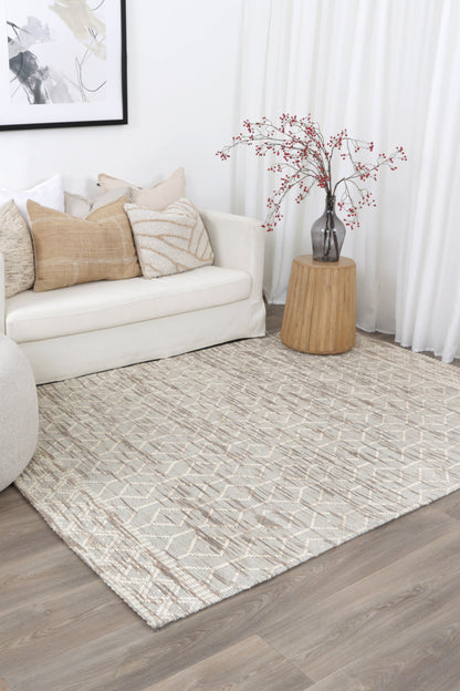 Copacabana Lattice Beige Wool Rug