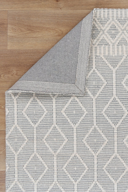 Copacabana Lattice Light Grey Wool Rug