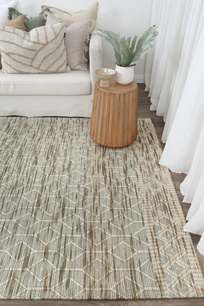 Copacabana Lattice Moss Wool Rug