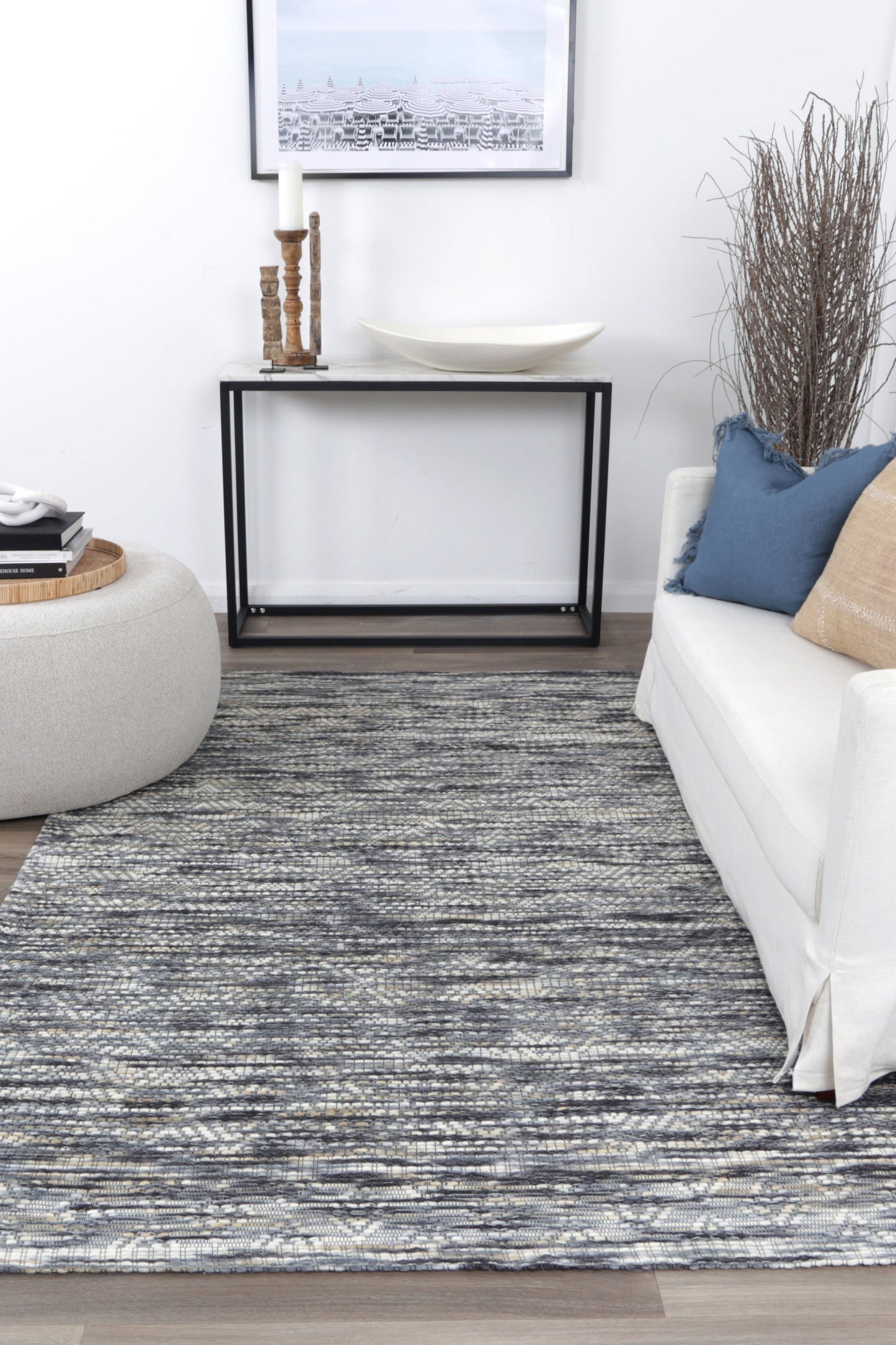 Copacabana Chevron Stone Wool Rug