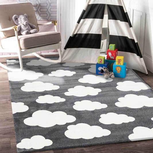 Piccolo Dark Grey and White Cloud Kids Rug - /products/cloud-dark-grey-white