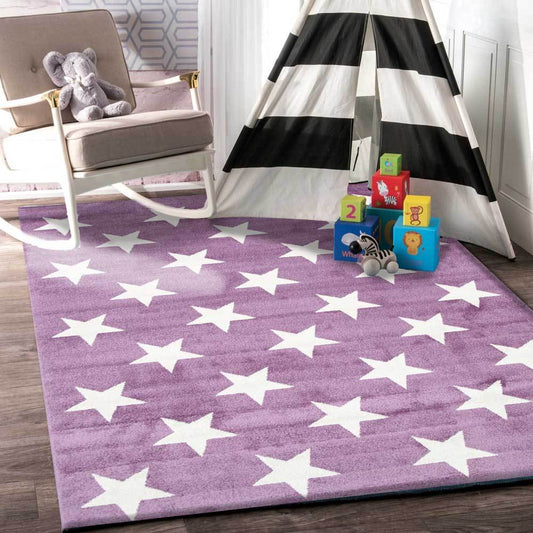 Piccolo Violet Pink and White Stars Kids Rug - /products/stars-pink-white