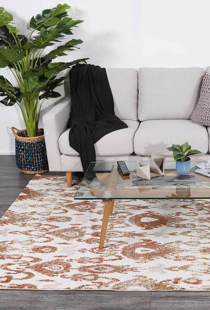 Chelsea Cream and Beige Geometric Ikat Rug