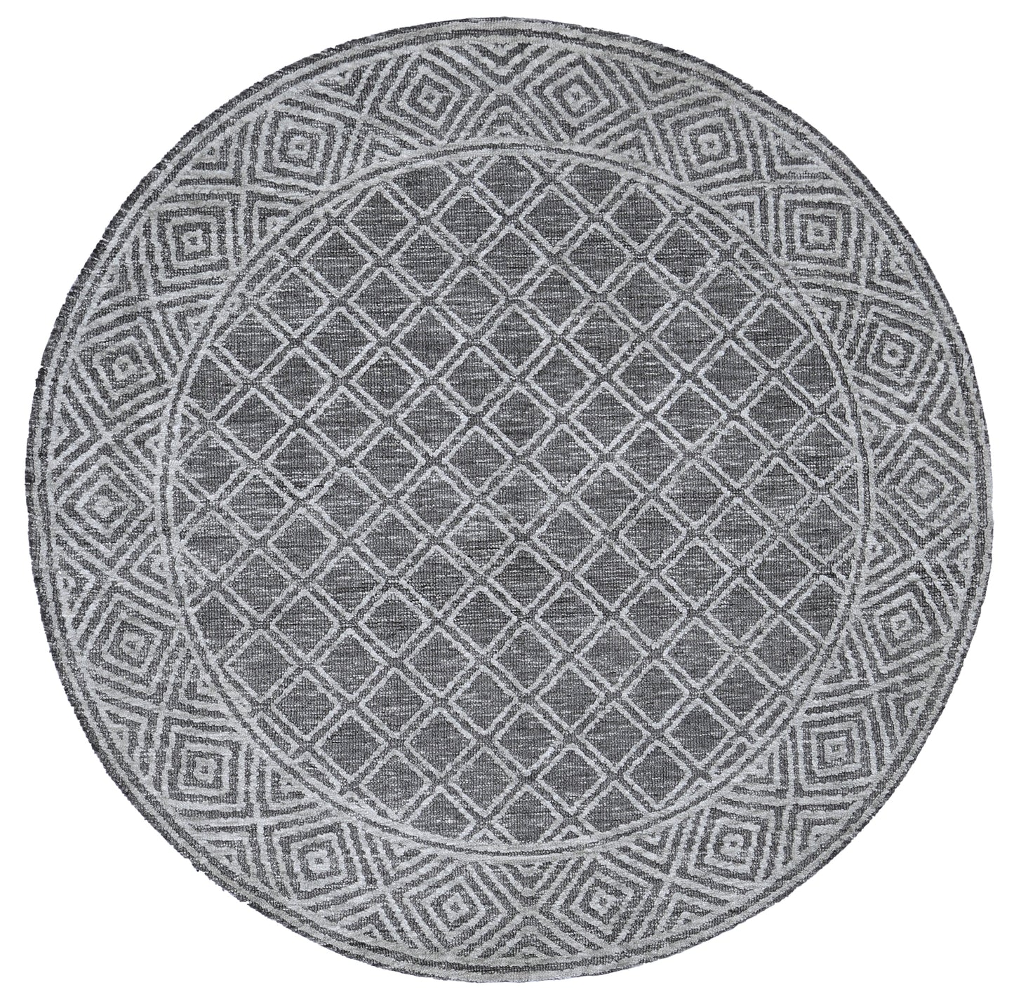 Amritsar Ajnala Grey Round Cotton Blend Rug