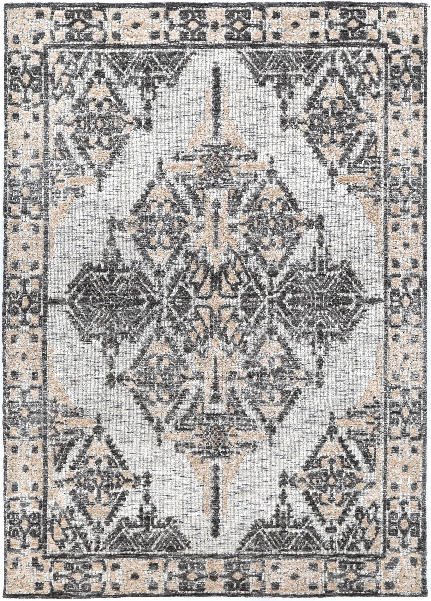 Amritsar Beas Charcoal & Beige Cotton Blend Rug