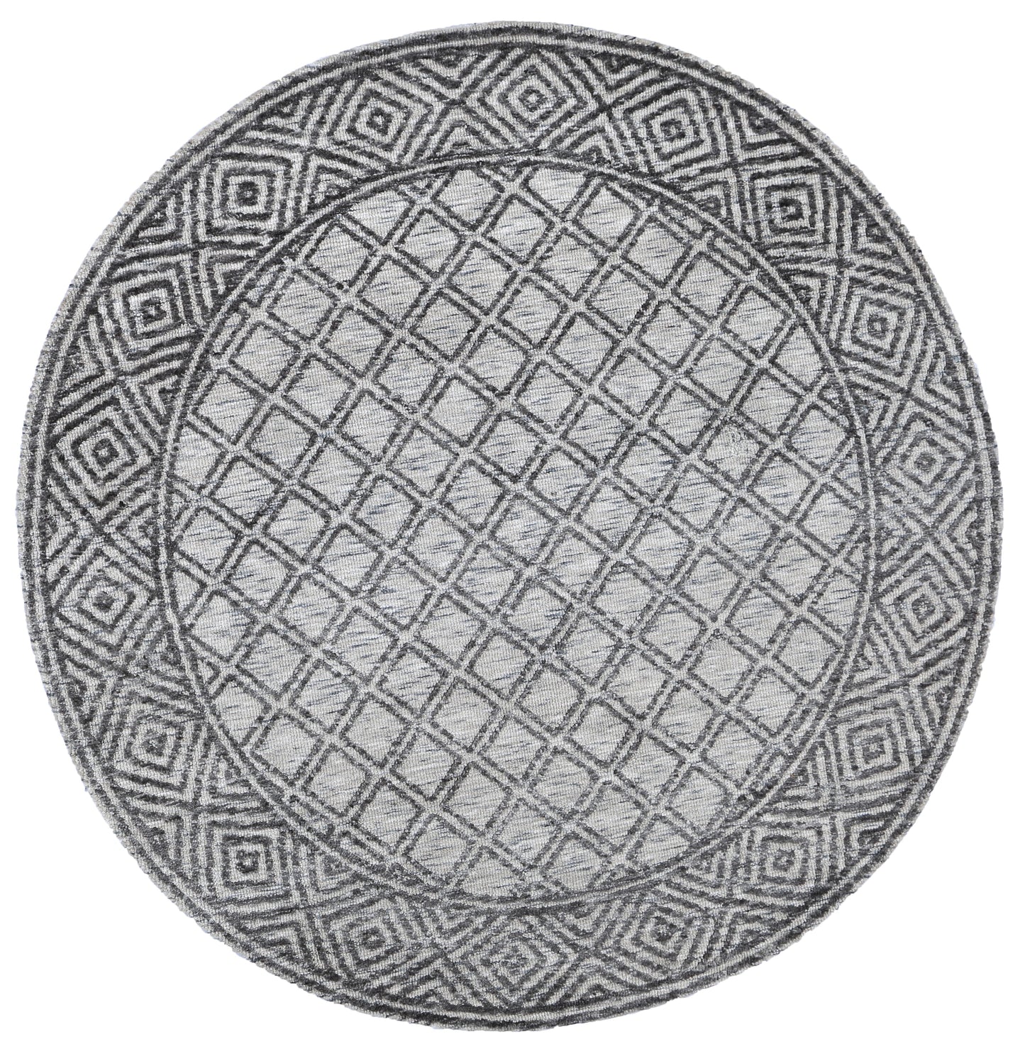 Amritsar Ajnala Charcoal & Beige Round Cotton Blend Rug