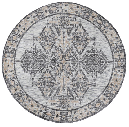 Amritsar Beas Charcoal & Beige Round Cotton Blend Rug