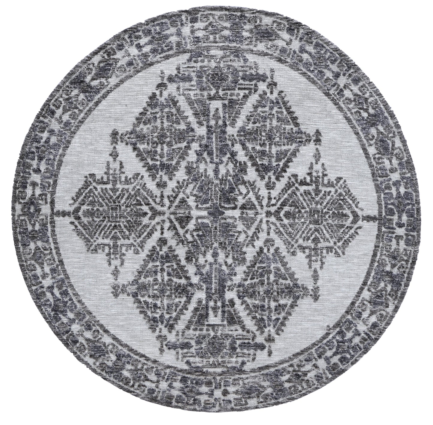 Amritsar Beas Grey Round Cotton Blend Rug