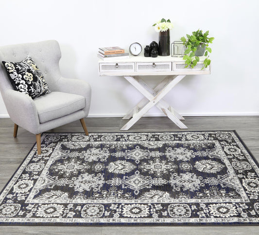 Ariana Ziegler Navy Grey Rug - /products/ariana-ziegler-navy-grey-rug