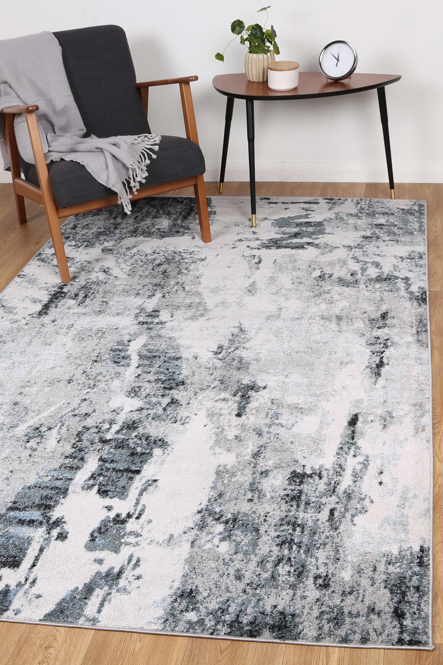 Bergen Abstract Light Grey and Blue Rug