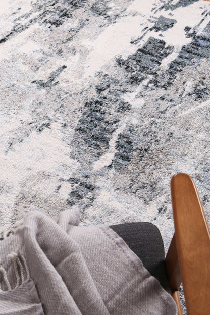 Bergen Abstract Light Grey and Blue Rug