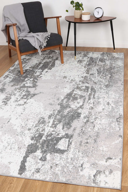 Bergen Abstract Light Grey and White Rug