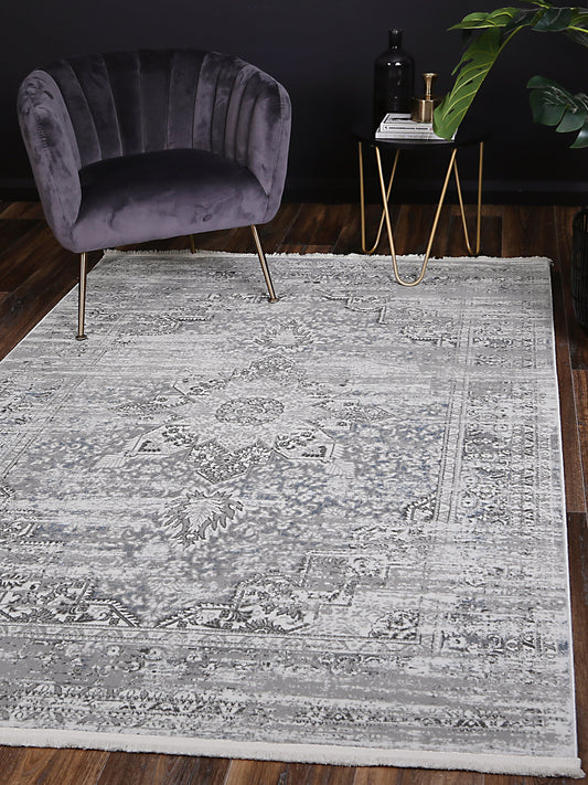 Bohemian Paradise Medalion Grey Blue Rug - /products/cordelia-medalion-grey-blue-rug