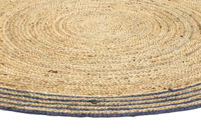 Capri Grey Natural Round Boarder Rug