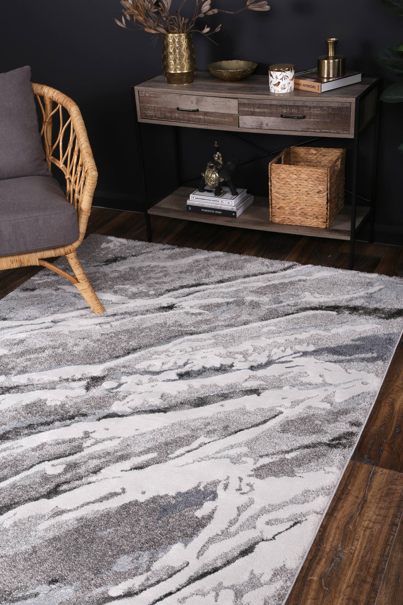 Century Gaius Grey Plush Rug