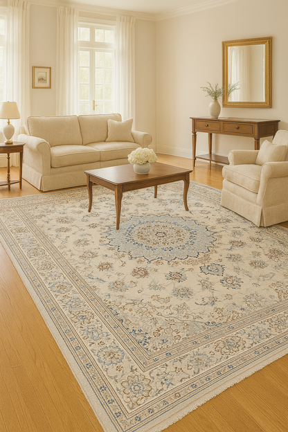 Persian Nain Wool & Silk Rug (65 X 125 CM)