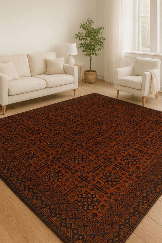 Handmade Rugs for Sale Handmade Hand-Knotted Kunduz Wool Rug – 160 × 180 cm - /products/handmade-ghaznee-silky-and-velvety-wool-rugs-for-sale