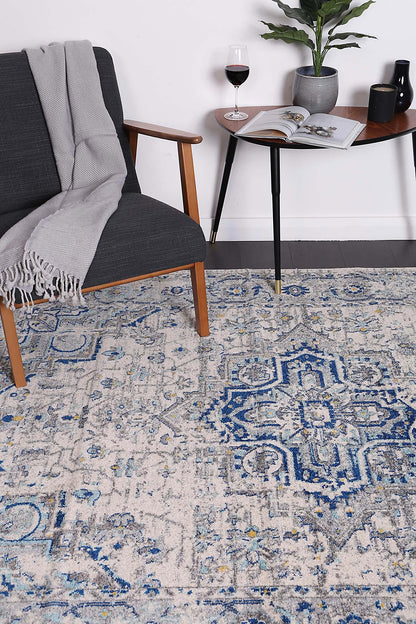 Delicate MeMontana Ivory & Blue Rug