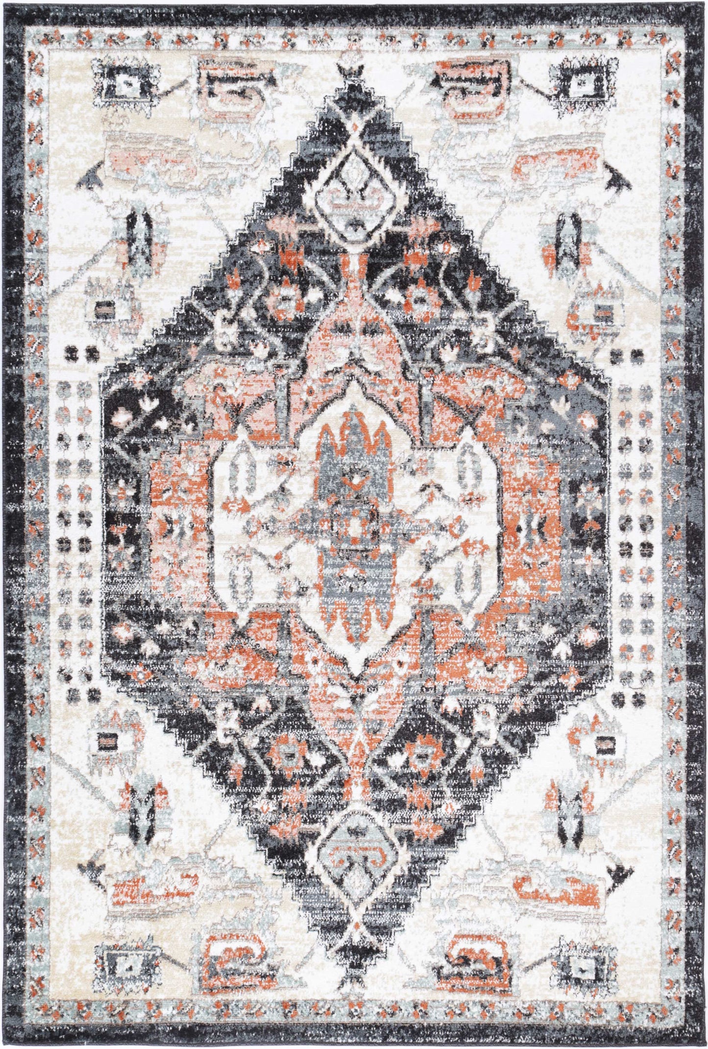 Estate Fair Field Traditional Black Rug