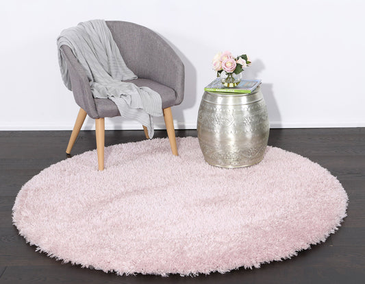 Flokati Super Soft Ultra Thick Pink Shaggy Round Rug - /products/flok80062pinkr