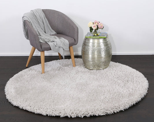 Flokati Super Soft Ultra Thick Silver Shaggy Round Rug - /products/flok80062silvr