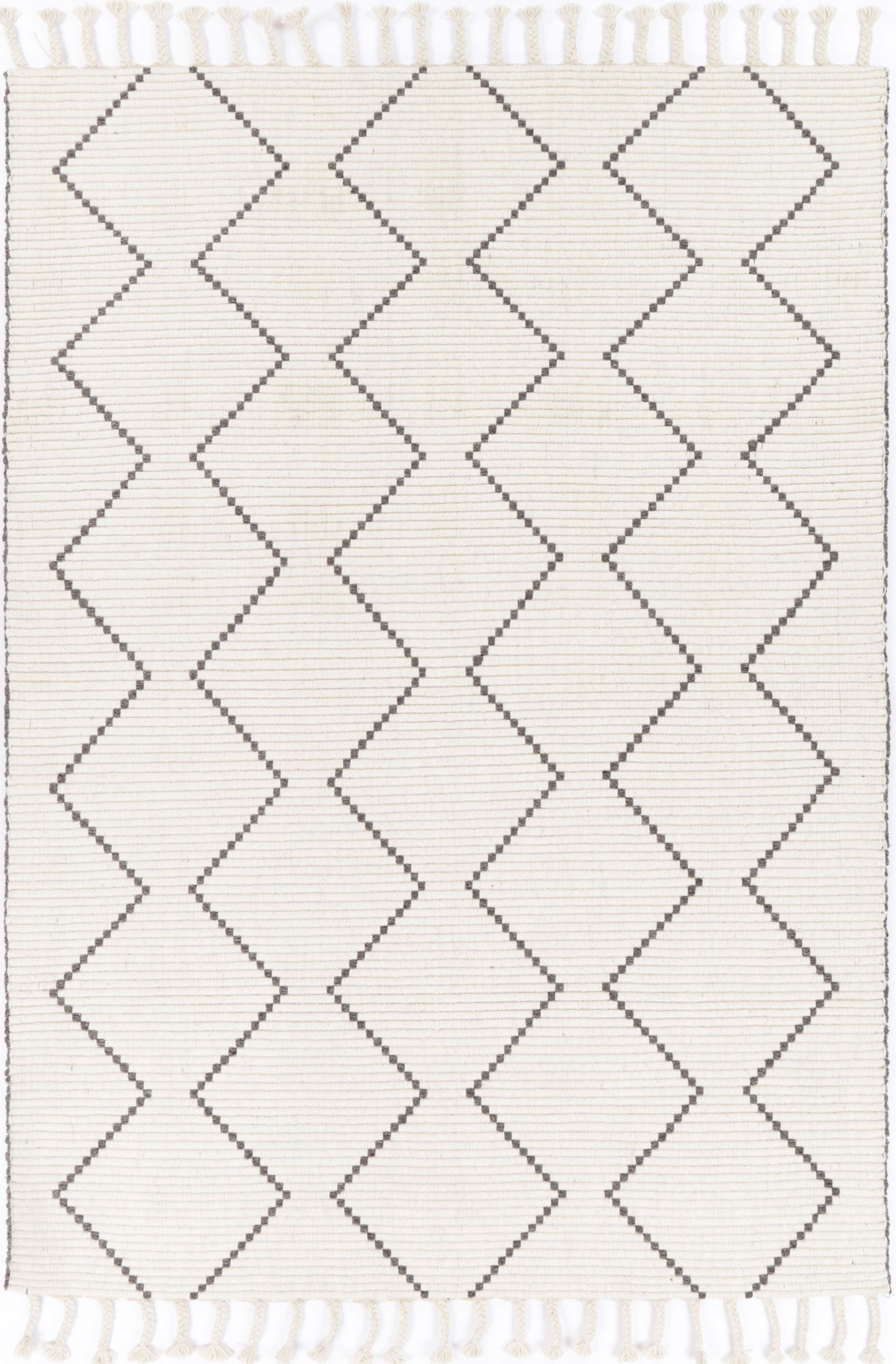 Goa Zig-Zag Wool Blend Cream Rug