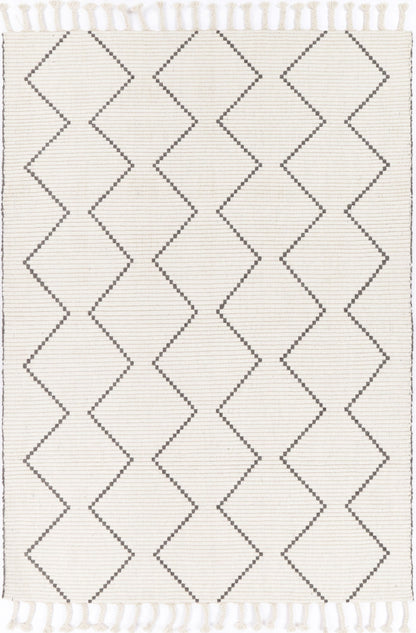 Goa Zig-Zag Wool Blend Cream Rug