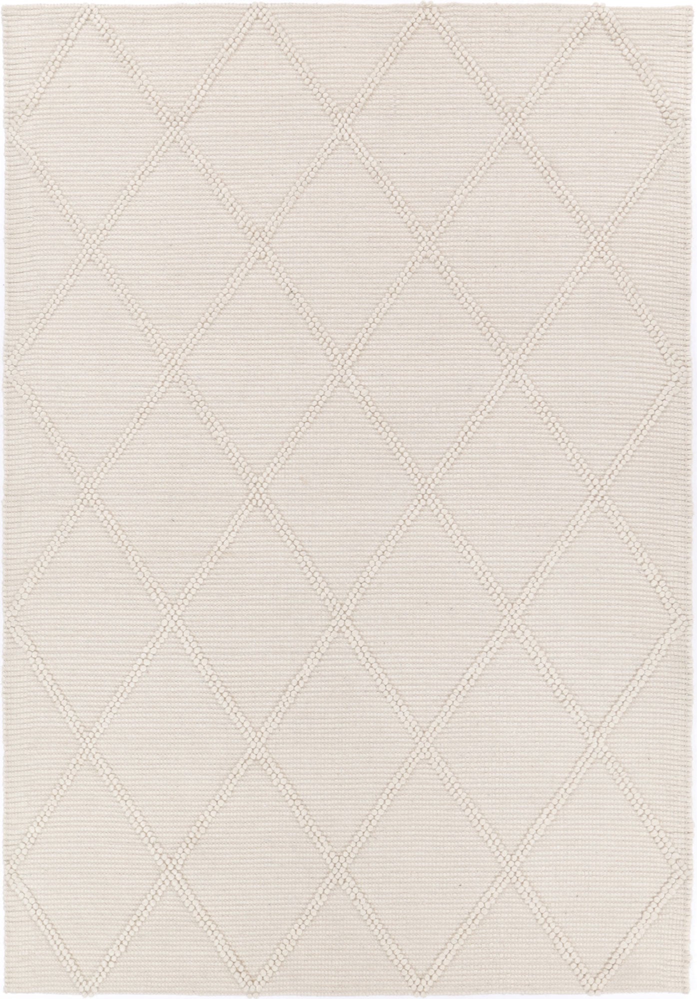 Goa Lattice Wool Blend Cream Rug (No Tassel)