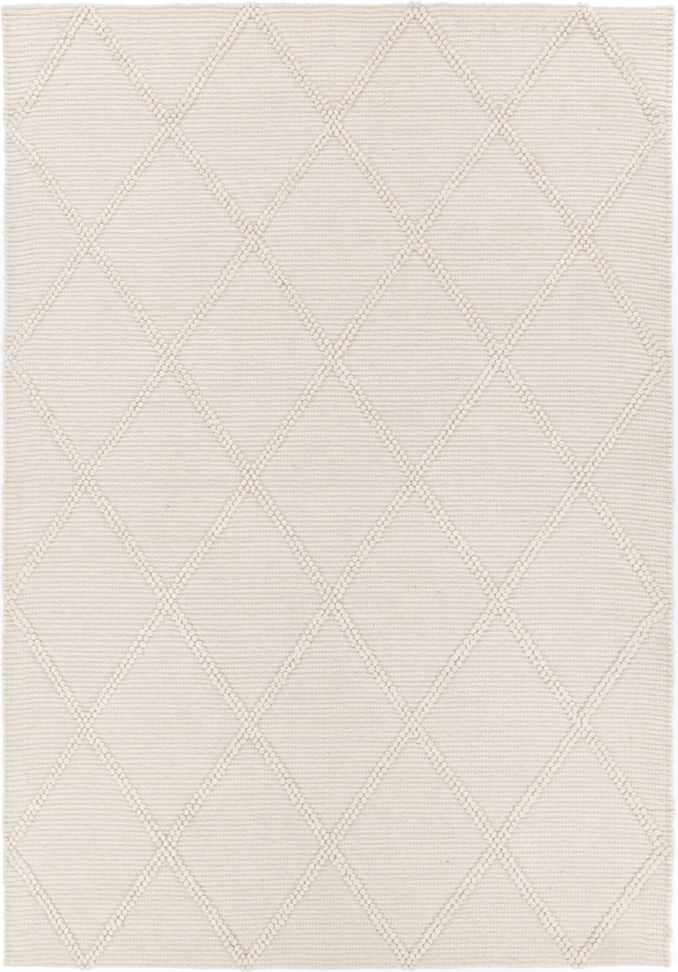 Goa Lattice Wool Blend Cream Rug (No Tassel)