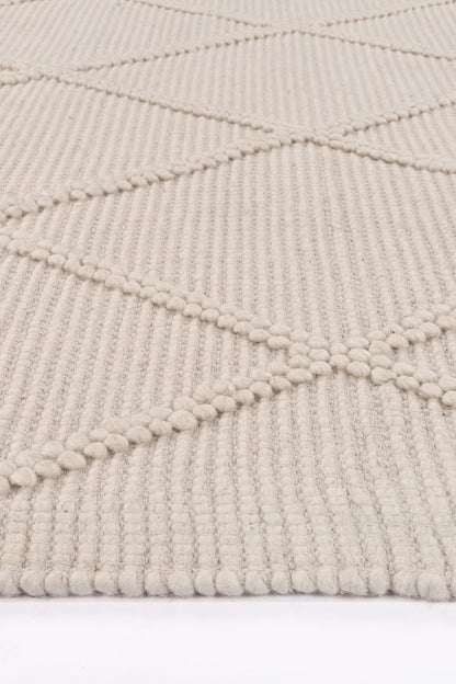 Goa Lattice Wool Blend Cream Rug (No Tassel)