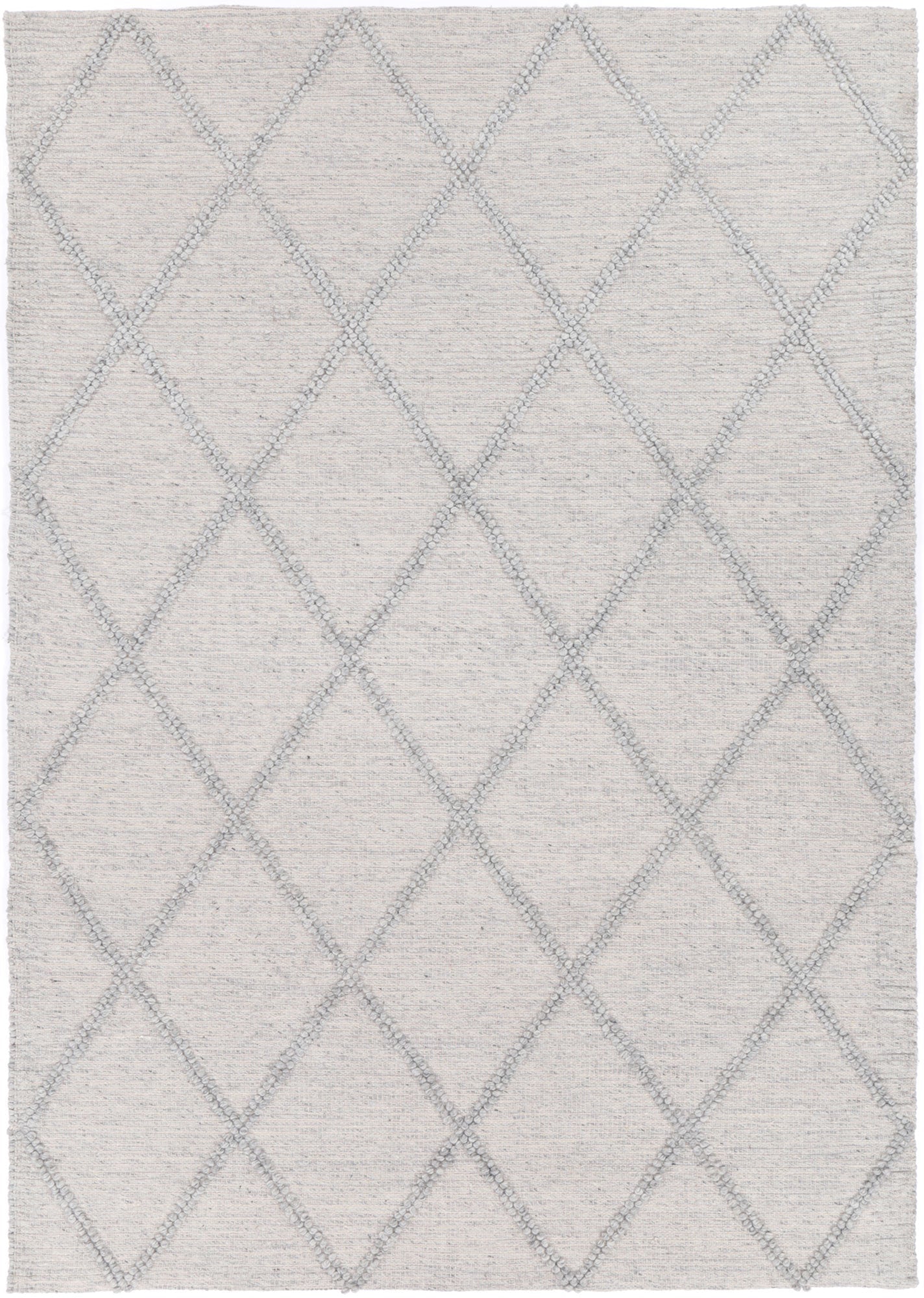 Goa Lattice Wool Blend Grey Rug (No Tassel)