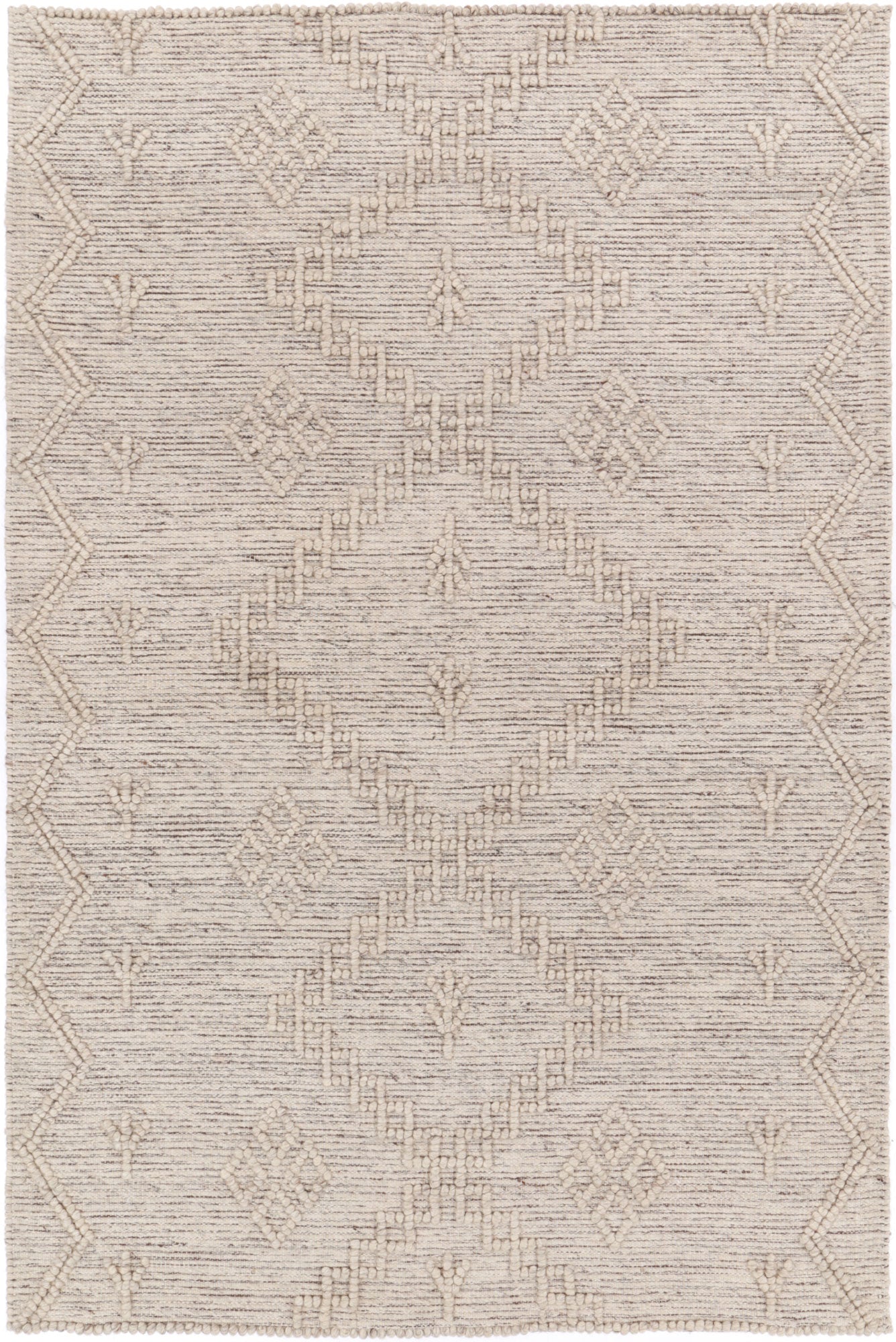 Goa Aztec Wool Blend Ash Rug (No Tassel)