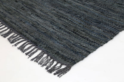 Gypsy Grey Leather Chindi Rug