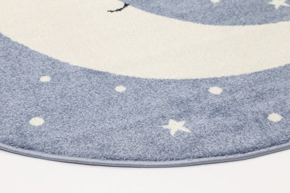 Happy Feet Nodding off to Nod Blue Round Kids Rug