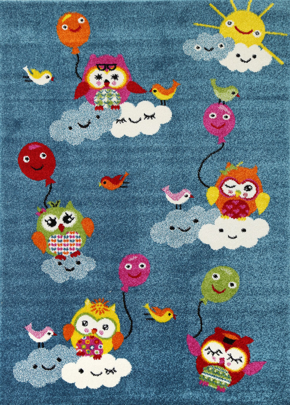 Happy Feet Baby Birds Blue Kids Rug