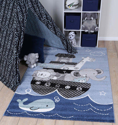 Happy Feet Critter Cruise Blue Kids Rug