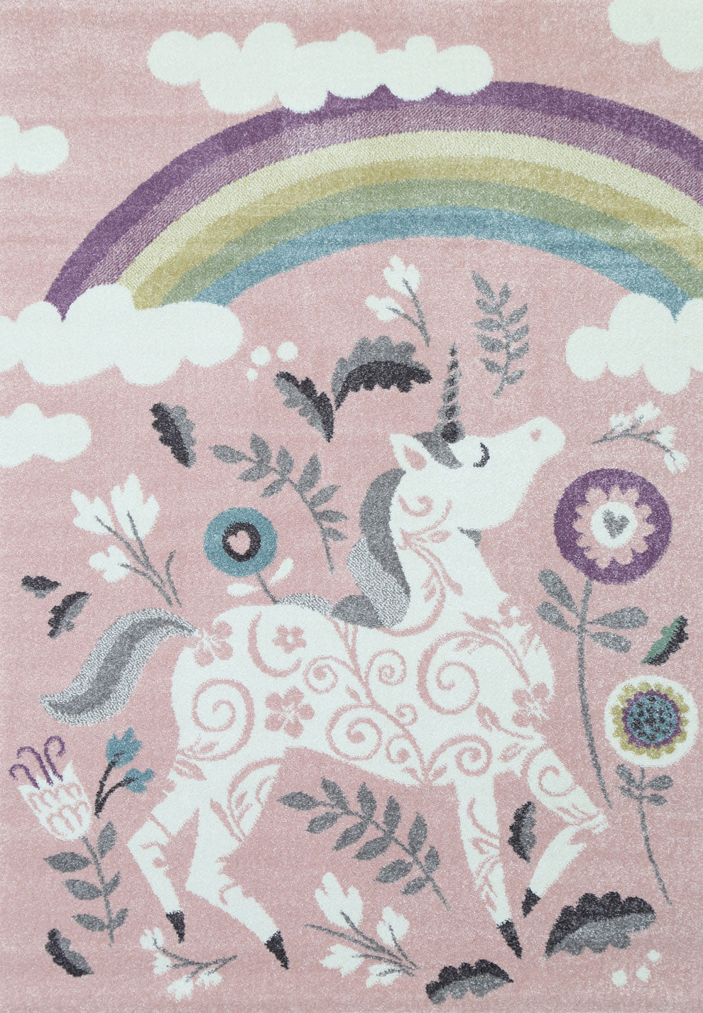 Happy Feet Kids Unicorn Rug Pink