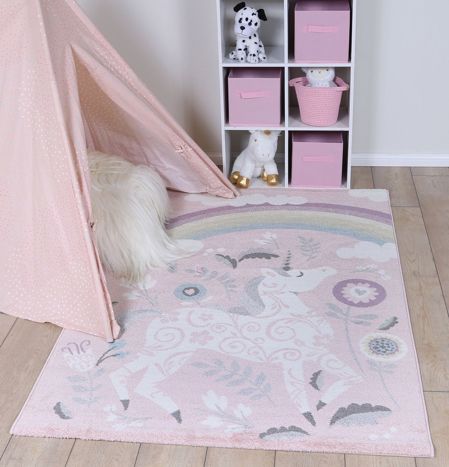 Happy Feet Kids Unicorn Rug Pink