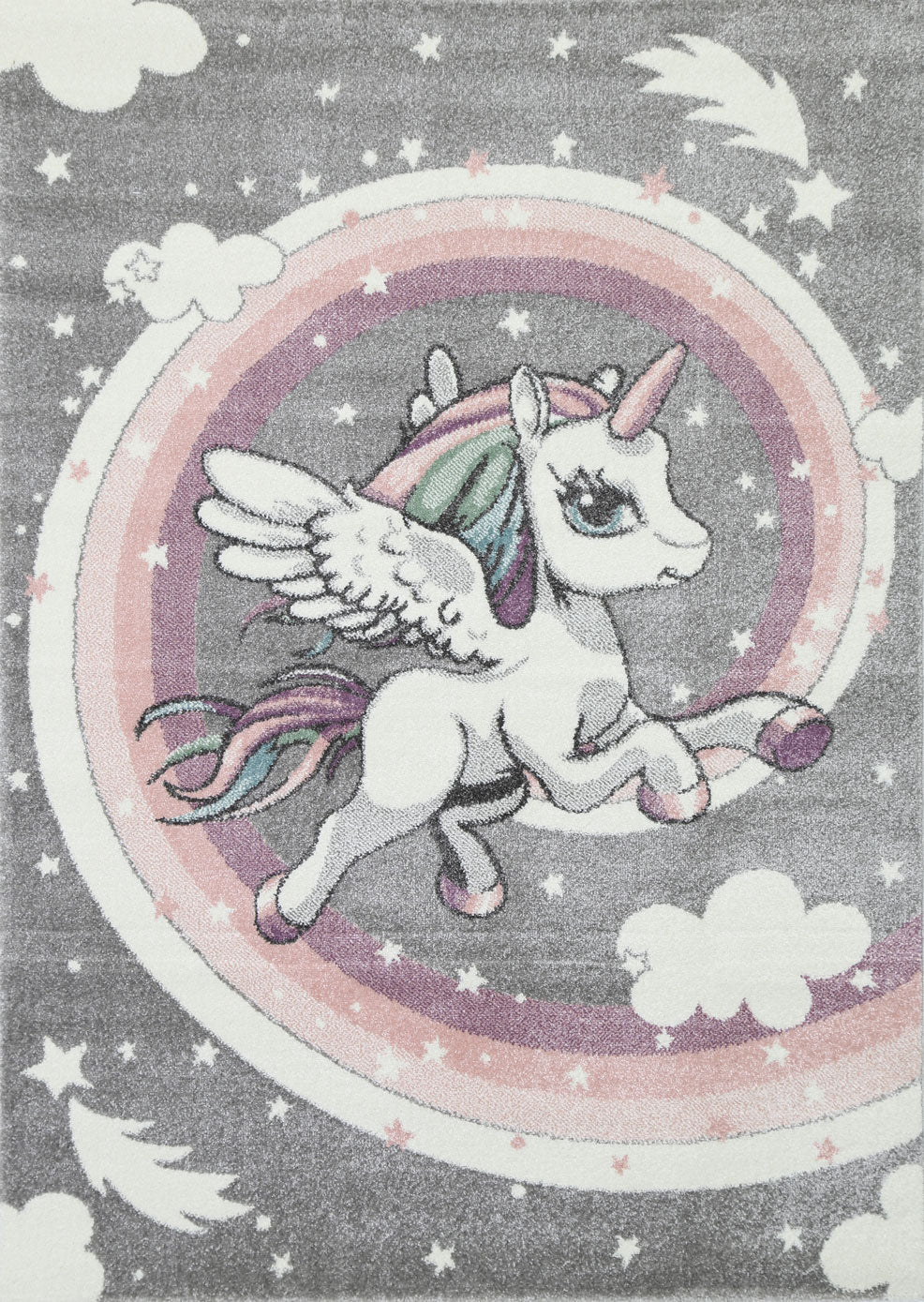 Happy Feet Powerful Pegasus Grey Kids Rug