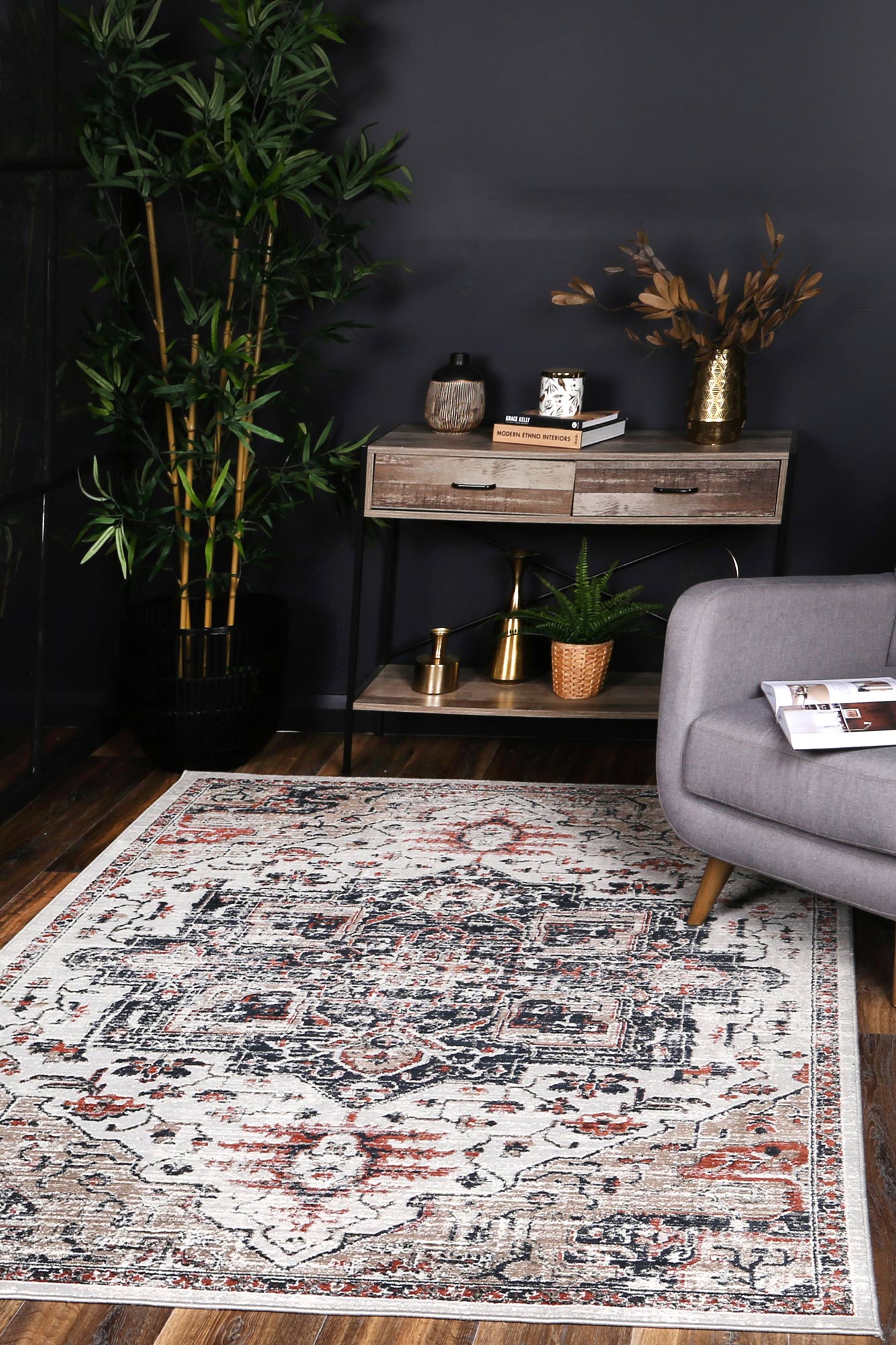 Havana Abajo Contemporary Grey & Blue Rug