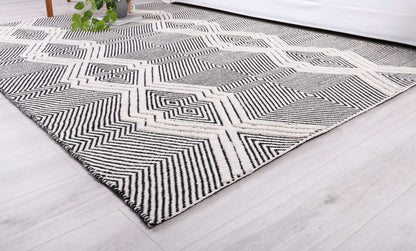 Himalaya Saw Tribal Ivory Wool  Rug