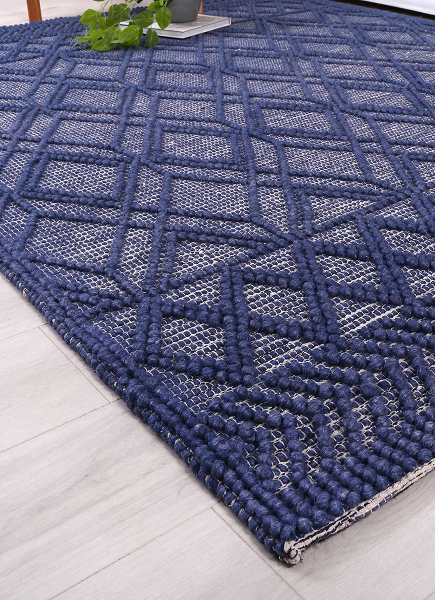 Himalaya Cobblestone Tribal Blue Wool Rug