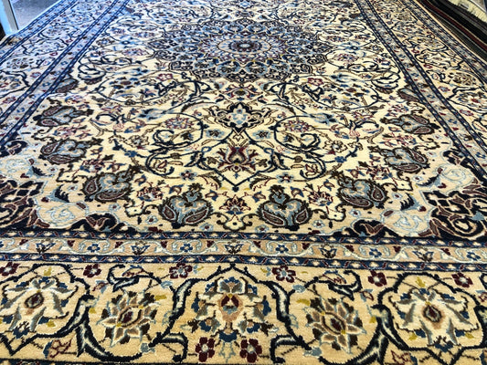 Rug has a light and dark side which is a trademark of HandmadeRug has a light and dark side which is a trademark of Handmade - /products/fine-persian-hand-knotted-naien