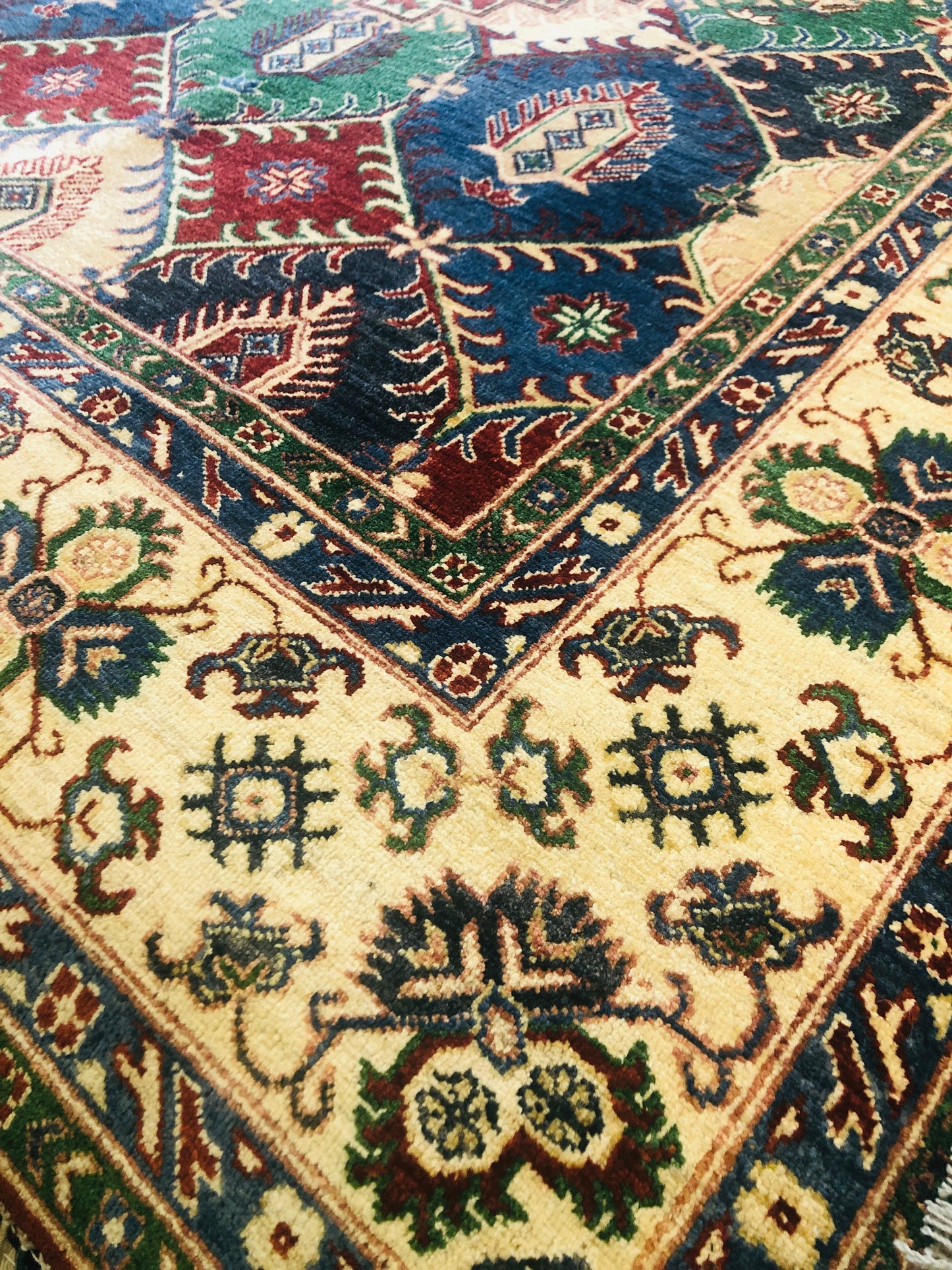 This beautiful hand-knotted rug is made from natural Wool