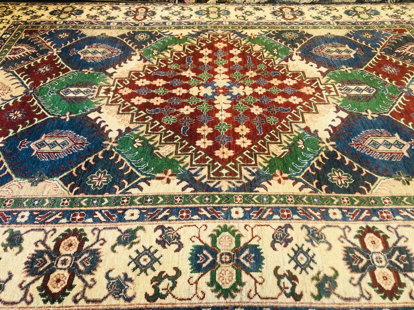 This beautiful hand-knotted rug is made from natural Wool